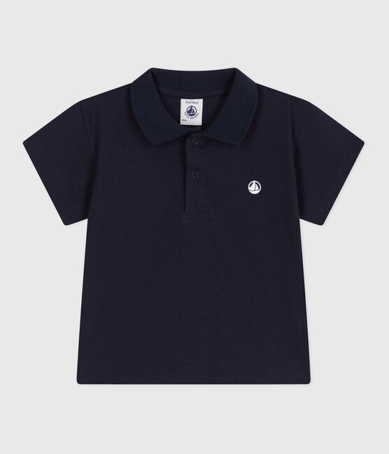 Polo bébé en coton manches courtes uni bleu SMOKING
