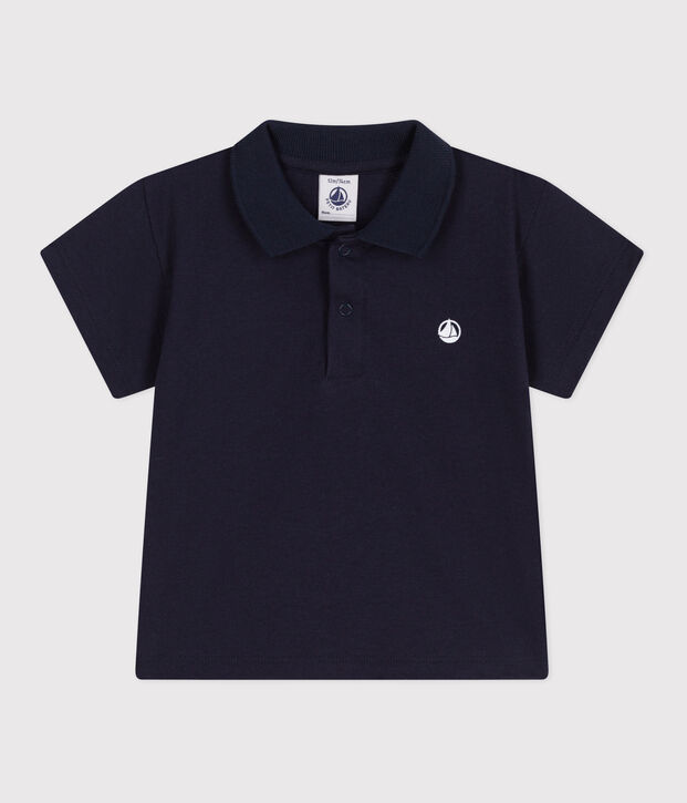 Polo b&eacute;b&eacute; en coton manches courtes uni bleu