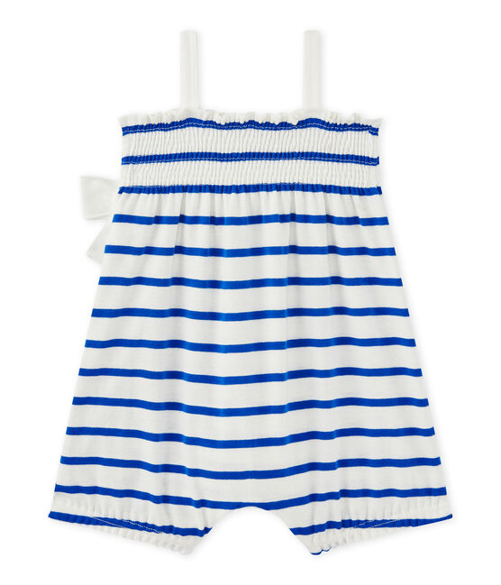 Combicourt bébé fille à bretelles blanc MARSHMALLOW/bleu PERSE
