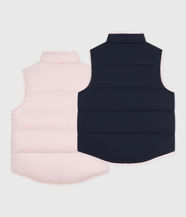 Doudoune enfant sans manche bicolore r&eacute;versible rose/bleu