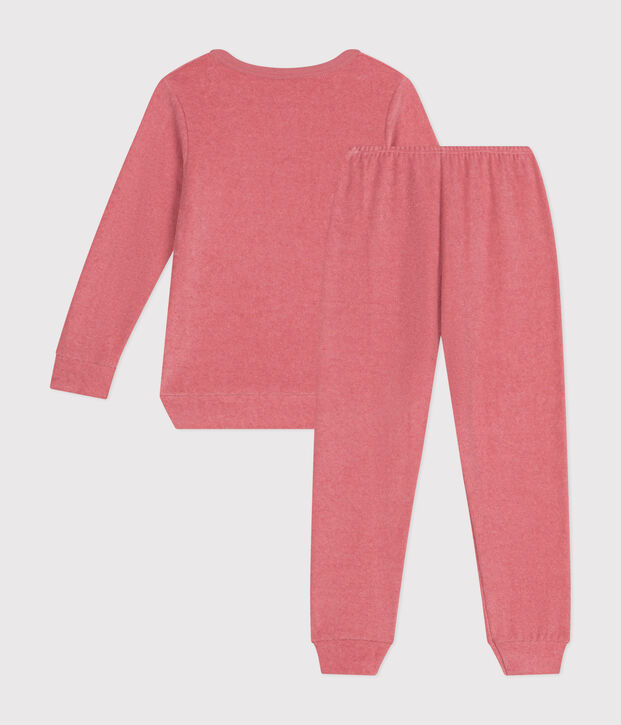 Pyjama uni en bouclette &eacute;ponge gratt&eacute;e enfant rose