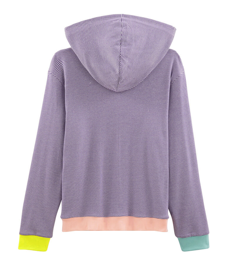 Sweat &agrave; capuche femme violet/blanc