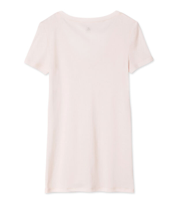 Tee shirt manches courtes col v femme rose clair