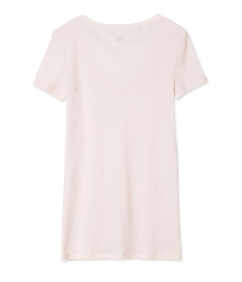 Tee shirt manches courtes col v femme rose