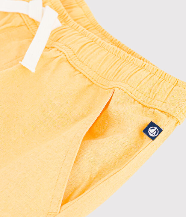 Bermuda short enfant en coton uni jaune