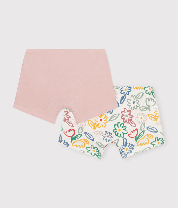 Lot de 2 shorties fleur en coton enfant multicouleur