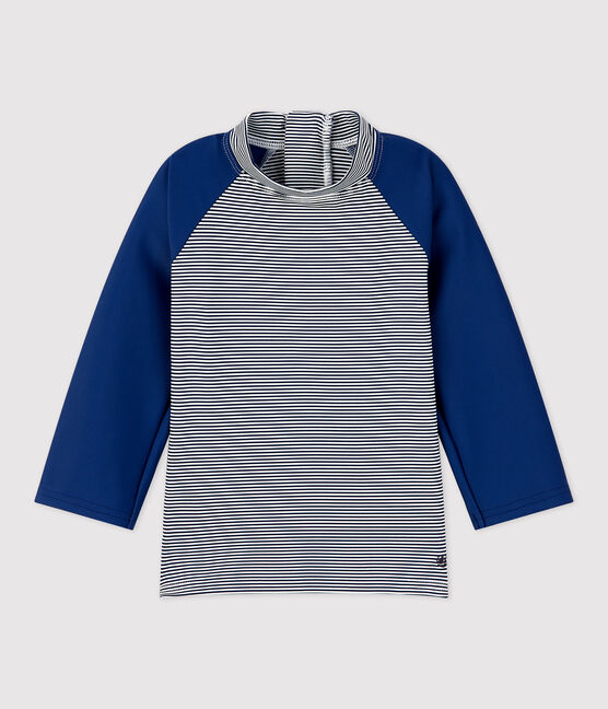 Tee-shirt anti-UV en matière recylée bébé bleu MEDIEVAL/blanc MARSHMALLOW