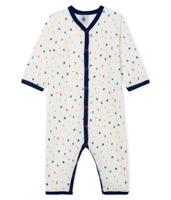 Dors bien sans pieds bébé garçon en côte blanc MARSHMALLOW/blanc MULTICO
