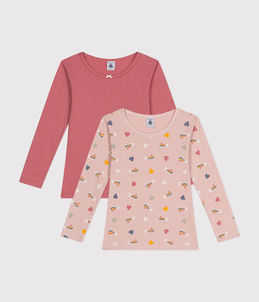 Lot de 2 tee-shirts à manches longues cœur en coton enfant