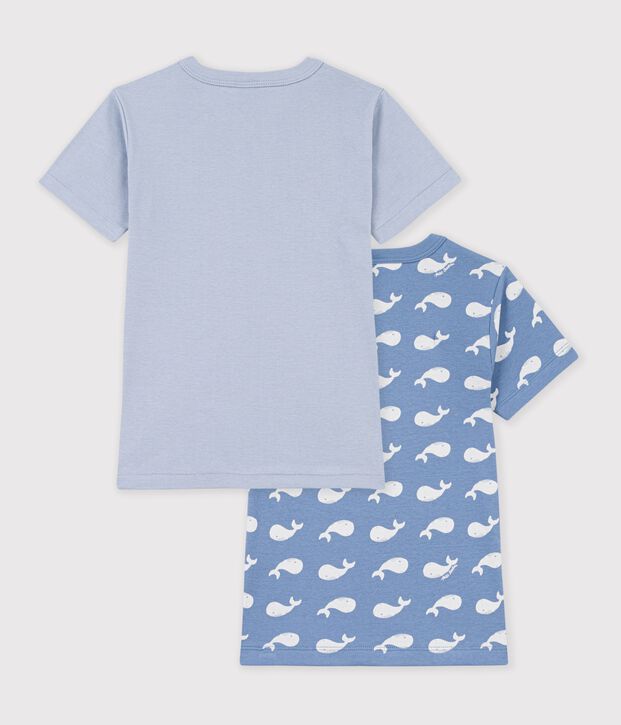 Lot de tee-shirts enfant en coton manches courtes imprim&eacute; baleines multicouleur