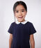 Robe enfant en coton manches courtes unie bleu SMOKING