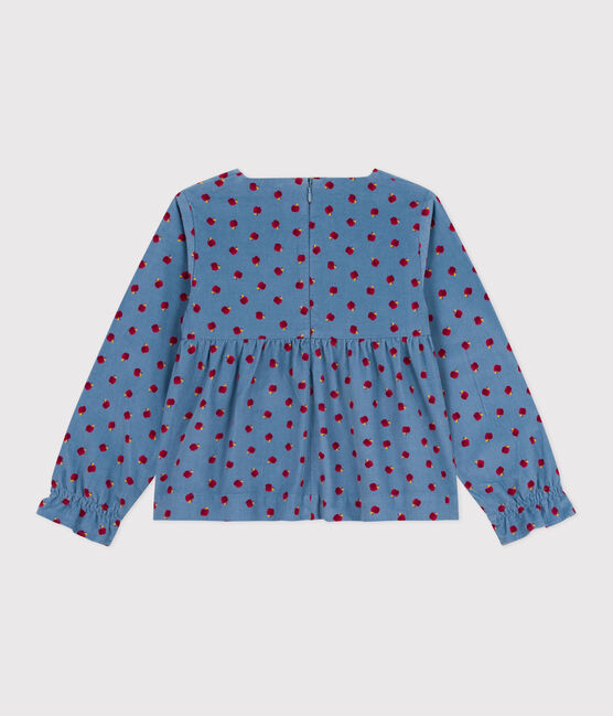 Blouse enfant en velours manches longues imprimée bleu ADRIATIC/ MULTICO