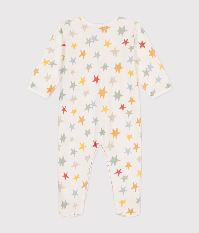 Pyjama en velours imprim&eacute; &eacute;toiles b&eacute;b&eacute; blanc MARSHMALLOW/blanc MULTICO