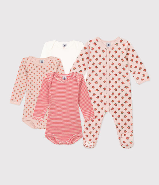 Lot de 1 pyjama bébé et 3 bodies fleurs variante 1
