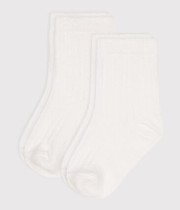 2 PAIRES DE CHAUSSETTES BEBE EN COTON UNIES BLANCHES