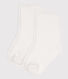 2 PAIRES DE CHAUSSETTES BEBE EN COTON UNIES BLANCHES