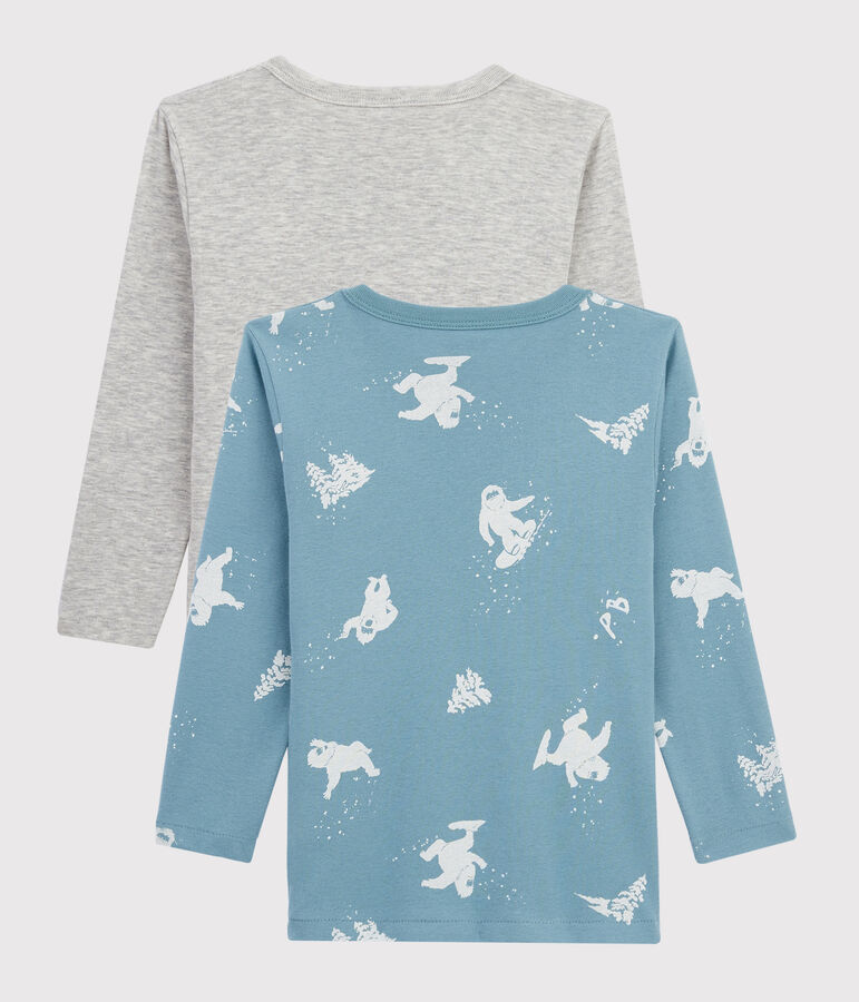 Lot de 2 tee-shirts manches longues imprim&eacute; y&eacute;ti petit gar&ccedil;on variante 1