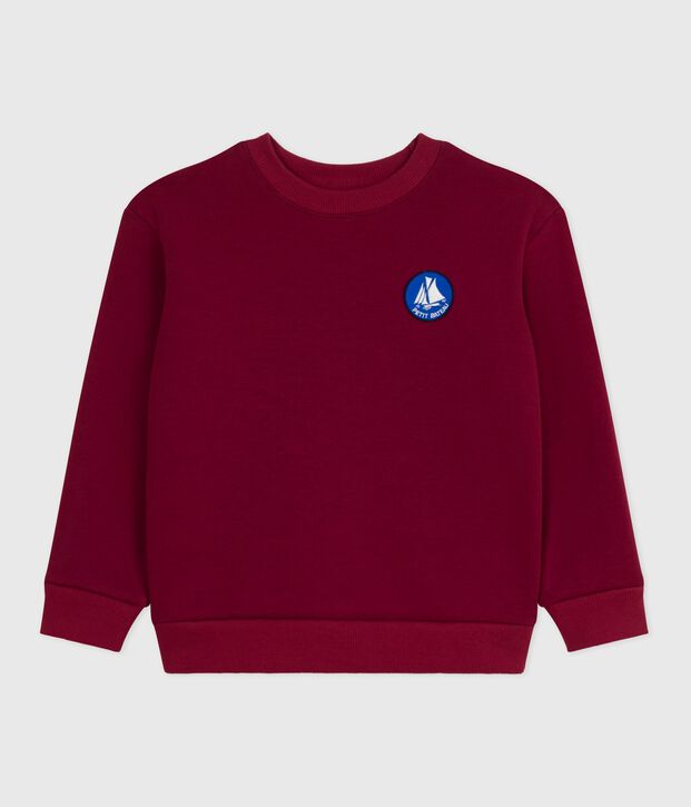 Sweatshirt enfant en coton uni rouge