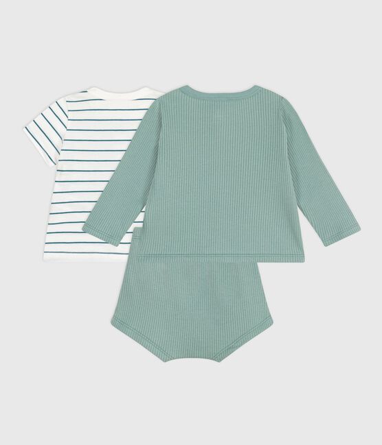 Ensemble naissance trois pièces en coton et t-shirt rayé citron PAUL/ MULTICO