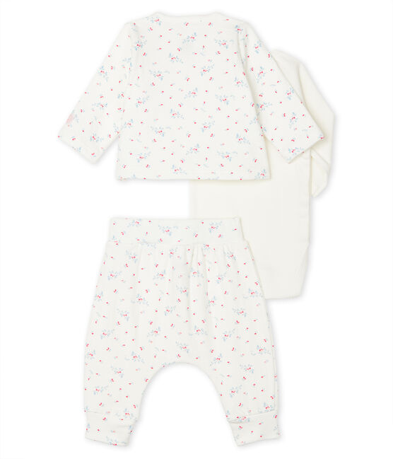 Ensemble 3 pièces bébé mixte en tubique blanc MARSHMALLOW/blanc MULTICO
