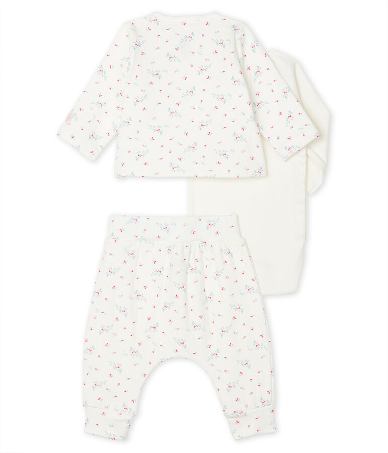 Ensemble 3 pi&egrave;ces b&eacute;b&eacute; mixte en tubique blanc/multicouleur