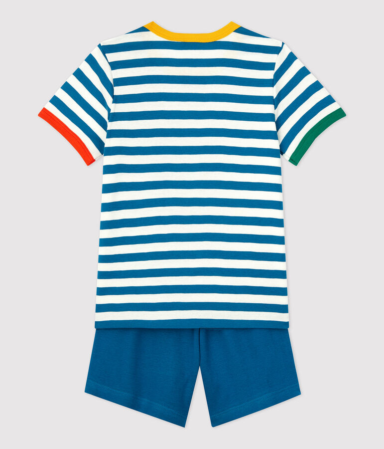 Pyjacourt &agrave; rayures petit gar&ccedil;on en coton bleu/blanc