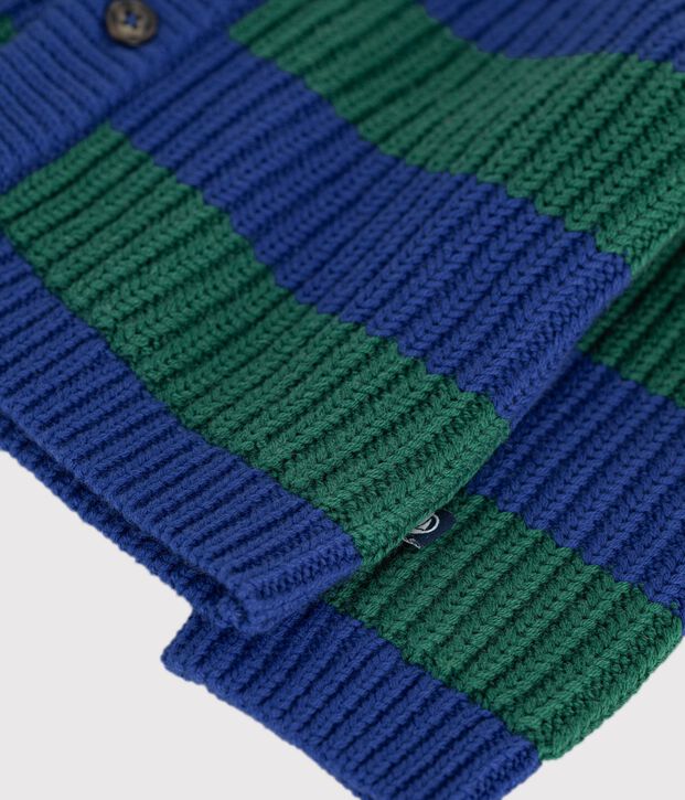 Cardigan b&eacute;b&eacute; en tricot laine et coton ray&eacute; multicouleur/vert