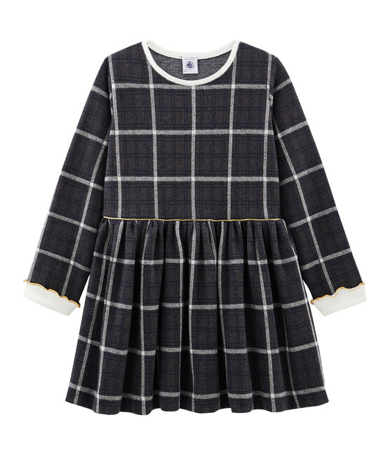 Robe maille à carreaux enfant fille noir CITY/blanc MULTICO