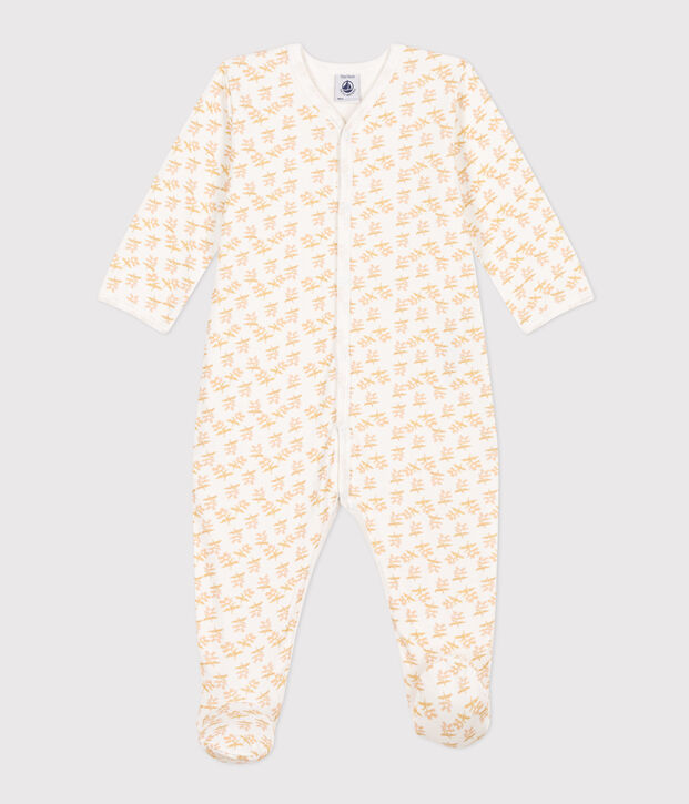 Pyjama b&eacute;b&eacute; fleurs en tubique blanc/multicouleur
