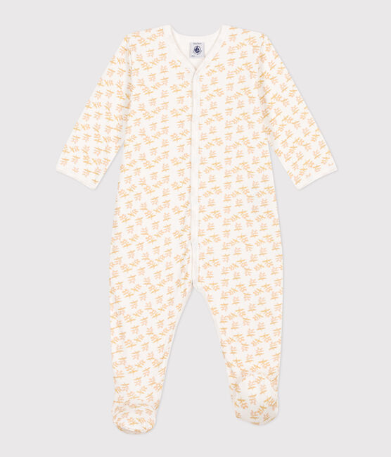 Pyjama bébé fleurs en tubique blanc MARSHMALLOW/blanc MULTICO