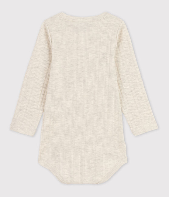 Body manches longues bébé col tunisien en coton beige MONTELIMAR CHINE
