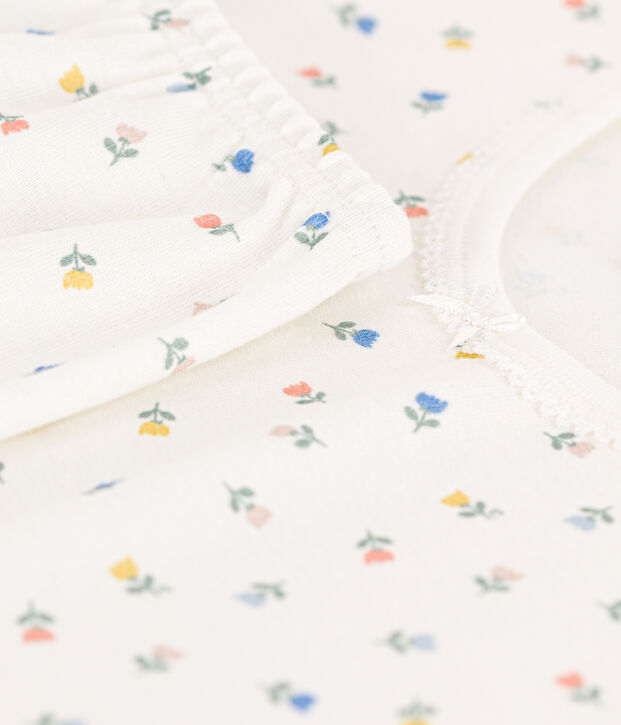 Pyjacourt ajust&eacute; en coton petite fille blanc/multicouleur