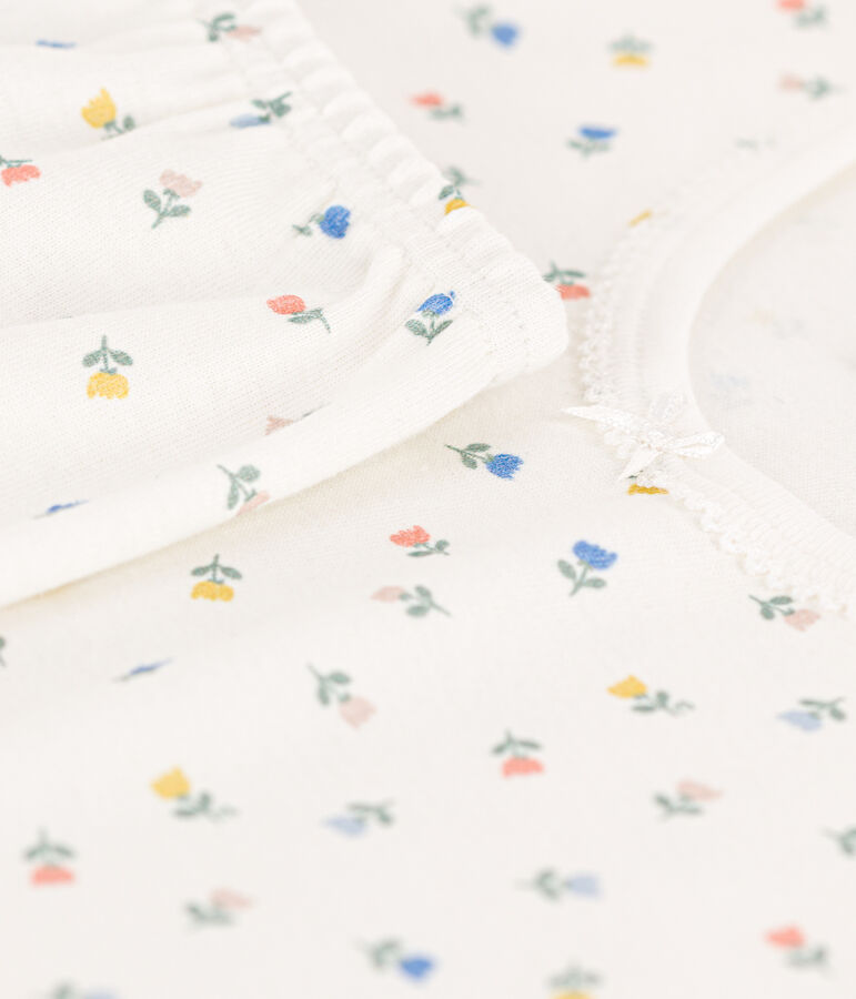 Pyjacourt ajust&eacute; en coton petite fille blanc/multicouleur