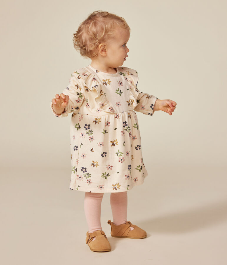 Robe manches longues en tubique b&eacute;b&eacute; &eacute;cru/multicouleur