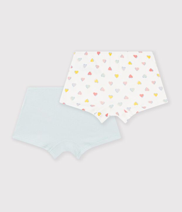 Lot de shorties longs enfant en coton &agrave; c&oelig;urs multicouleur