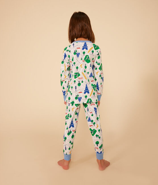 Pyjama imprimé motif Paris en coton enfant blanc MARSHMALLOW/blanc MULTICO