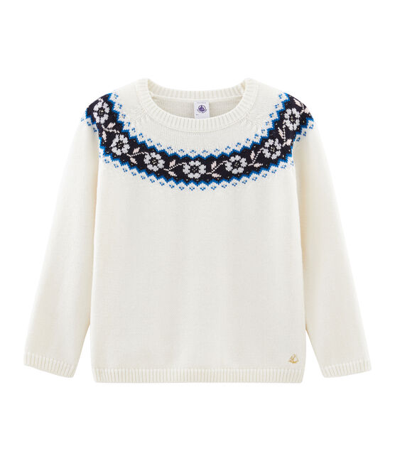 Pull enfant fille blanc MARSHMALLOW/blanc MULTICO