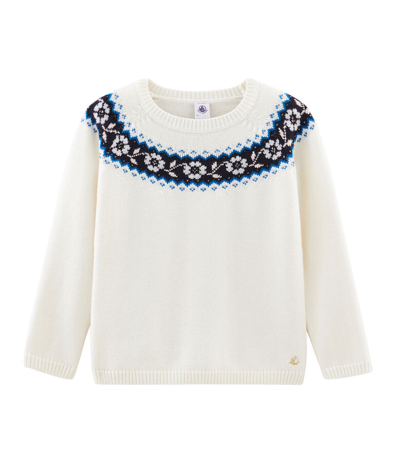 Pull enfant fille blanc/multicouleur