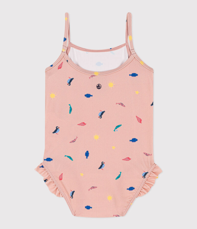 Maillot de bain 1 pi&egrave;ce b&eacute;b&eacute; en mati&egrave;re recycl&eacute;e rose/multicouleur