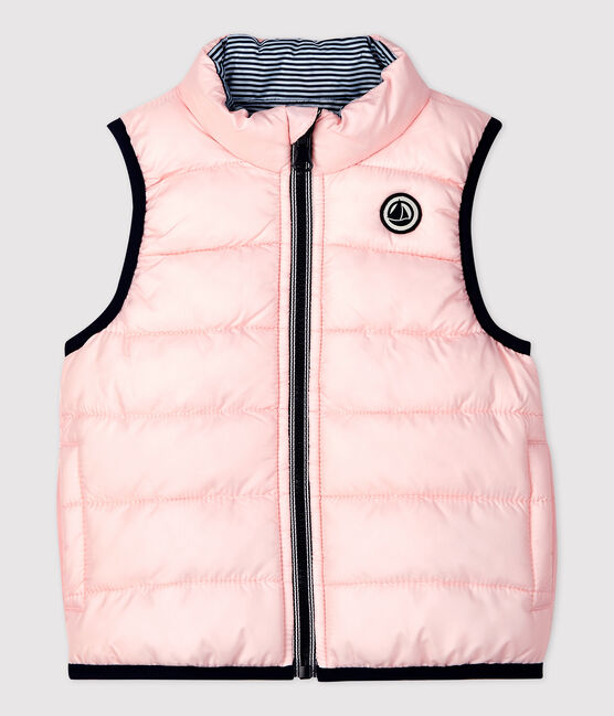 Doudoune sans manche réversible en polyester recyclé bébé rose MINOIS