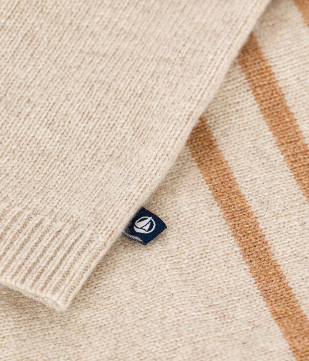 Cardigan en tricot contenant de la laine &eacute;cru/marron