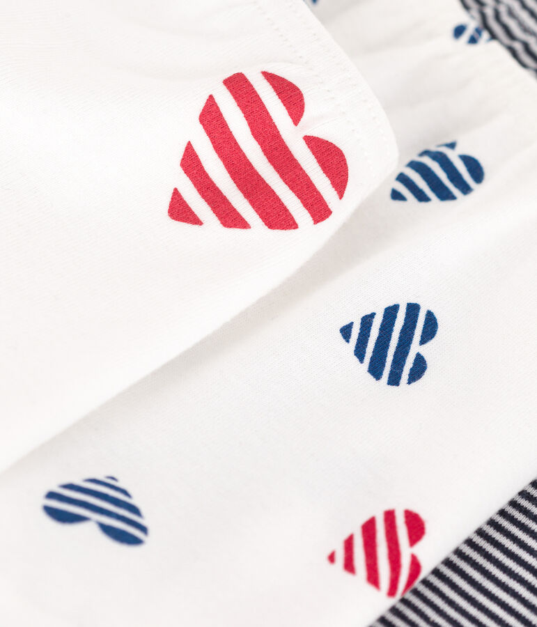 Lot de 3 shorties enfant en coton long imprim&eacute; c&oelig;urs variante 1