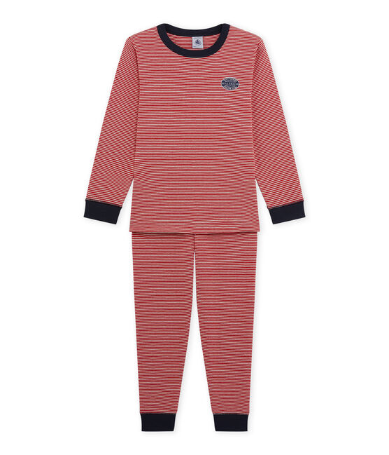 Pyjama garçon milleraies rouge FROUFROU/beige COQUILLE