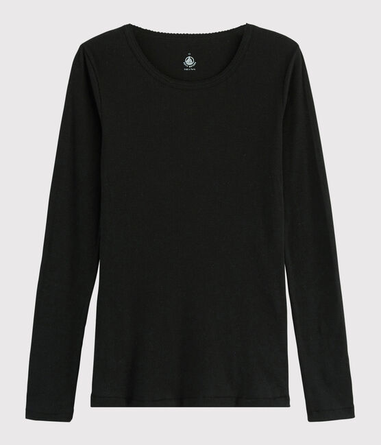 T-shirt en laine et coton Femme noir NOIR