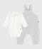 Ensemble salopette bébé en coton uni et détails raffinés CO2/ MARSHMALLOW