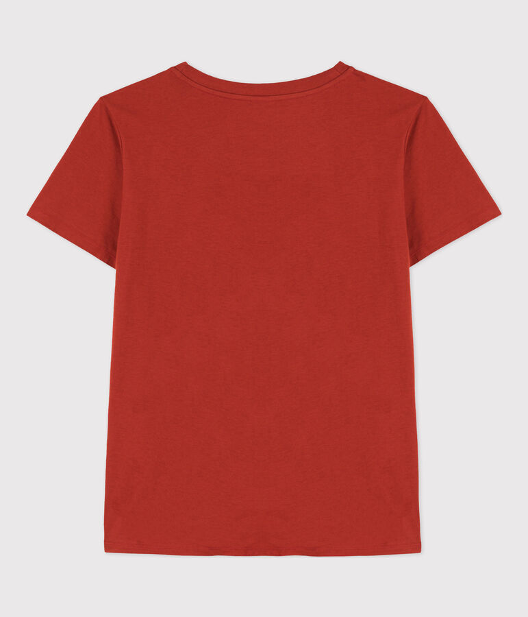 Tee-shirt LE DROIT col rond en coton Femme rouge HARISSA