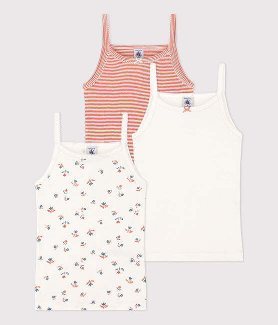 Lot de 3  chemises à bretelles fleur petite fille en coton variante 1