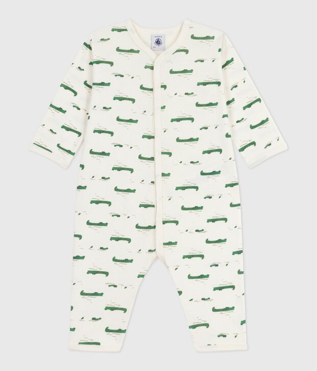 Pyjama b&eacute;b&eacute; sans pieds en coton imprim&eacute; &eacute;cru/multicouleur
