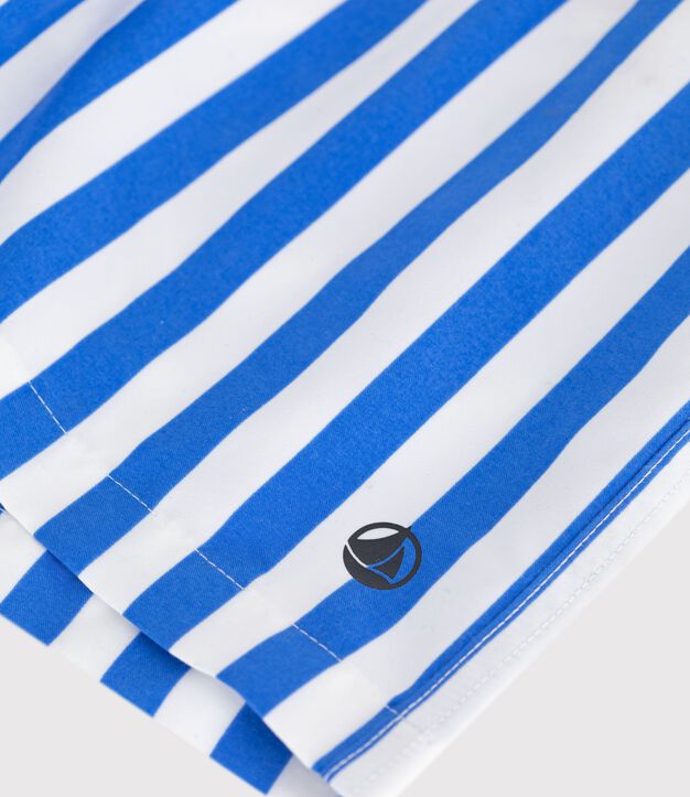 Short de bain enfant &agrave; rayures bleu/blanc