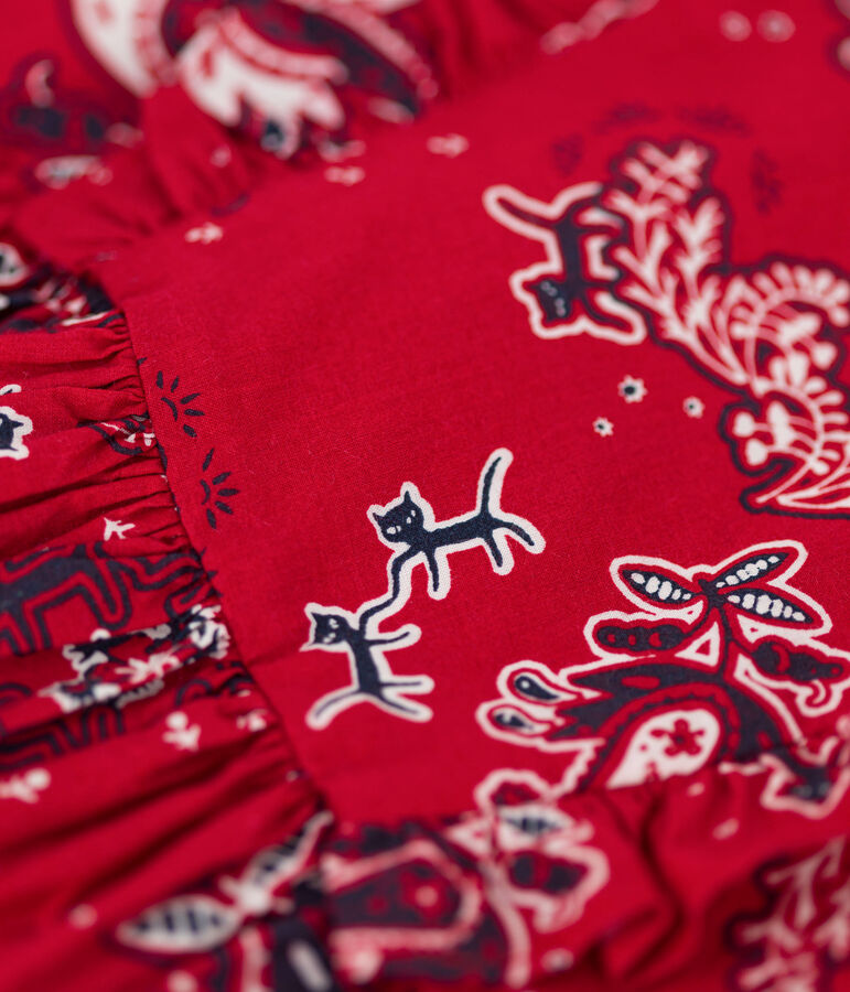 Robe manches courtes en popeline enfant fille rouge TERKUIT/blanc MULTICO